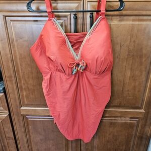Cacique Red Swimwear with Multicolor Trim